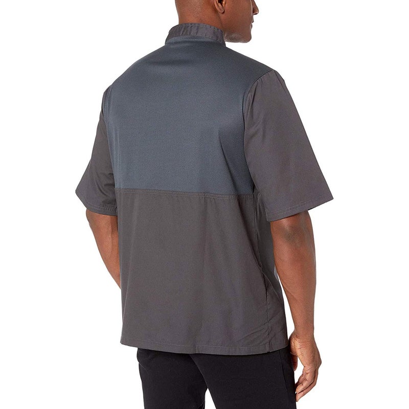 Chef Code Cool Breeze Chef Coat with Short-Sleeves and Mesh Vent Inlay CC105 (XL, Charcoal) - Image 2